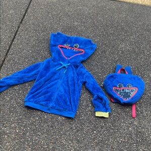 SPIRIT Huggy Wuggy Zip-Up Poppy Playtime Kids Hoodie with Poppy Backpack - XL